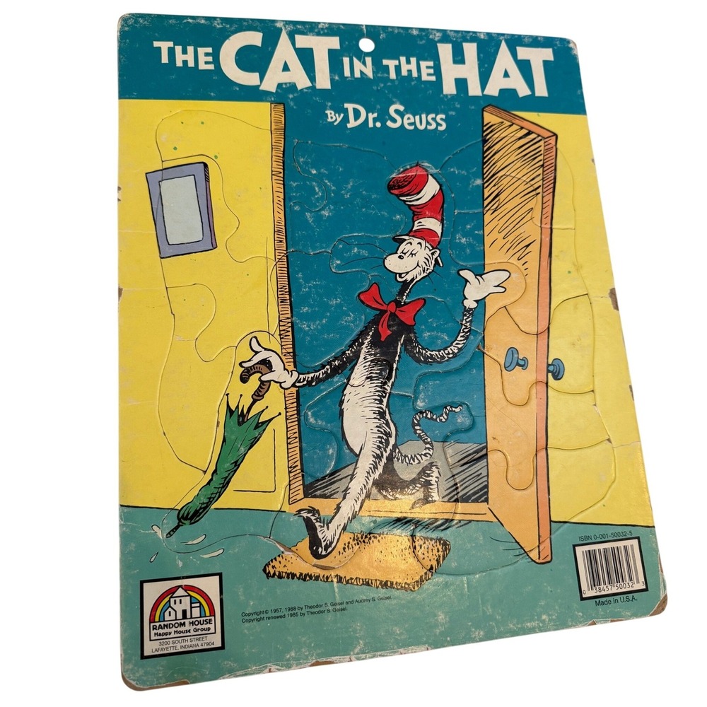 Vintage Dr Seuss The Cat in the Hat Frame Tray Puzzle 1988 Funhouse Group 11x8